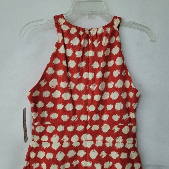 Eliza J Dress Womens 6 Red Print Fit & Flare Pockets Sleeveless Back Zip Lined - Picture 5 of 16